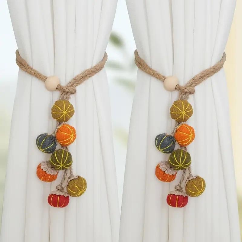 2pcs Bohemian Style Curtain Bundle Colorful Bead Accents Compact for Small Spaces Decor - Ideal Holiday Gift for Christmas