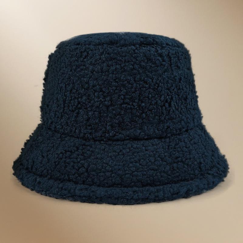Autumn and winter thermal basin hat retro bucket hat word men and women lamb wool bucket hat