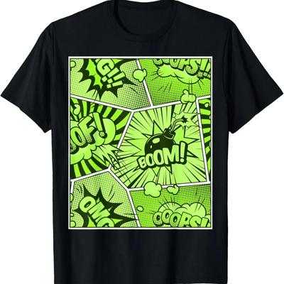 Groen Stripboek Groen Grafisch T-shirt