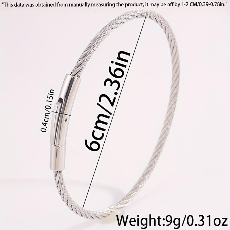 Fashion Classic Stainless Steel Press Type Silver Bracelet For Men Women Daily Wear