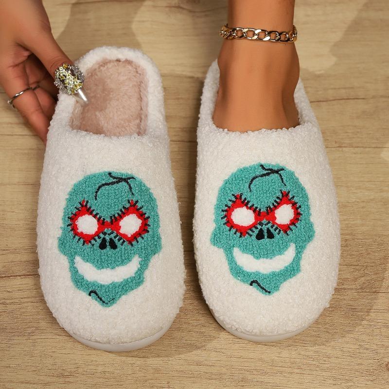 

Fashion Halloween Cotton Slippers 2024 Autumn/Winter New Home Warm and Versatile Flat Bottom Non Slip Women s Slippers Comfortable Soft 36-37 синий