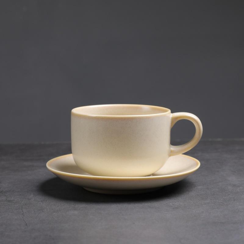 Zestaw Filiżanka i Spodek do Kawy Wypalany w Piecu, Retro Ceramiczna Filiżanka Kreatywny Kubek na Popołudniową Herbatę, Filiżanka do Kawy Cappuccino Latte