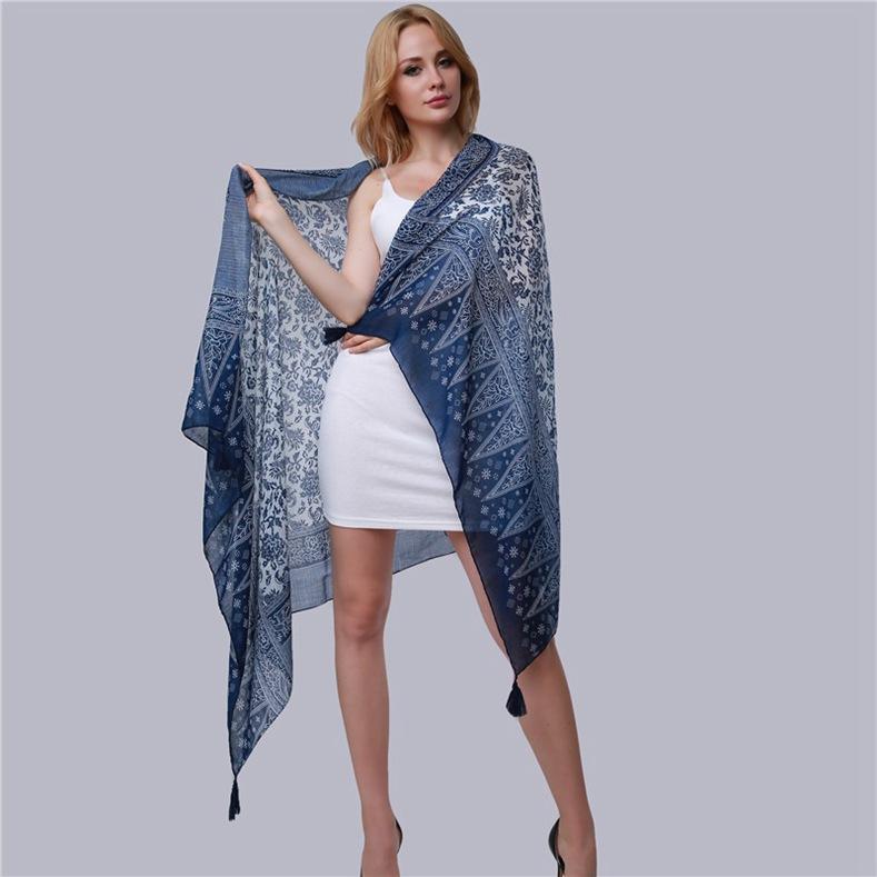 AOYOMO Women Ladies Lattice Printed Handmade Tassel Scarf Travel Beach Wrap Shawl AOYOMO Women Ladies Lattice Printed Handmade Tassel Scarf Travel Beach Wrap Shawl