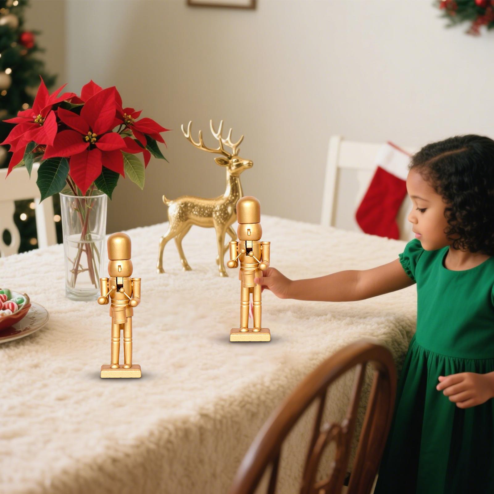 Christmas Nutcracker Decor Christmas Wood Nutcracker Sculpture Gold Color Ornaments Seasonal Display Decoration For Tabletop China Mainland