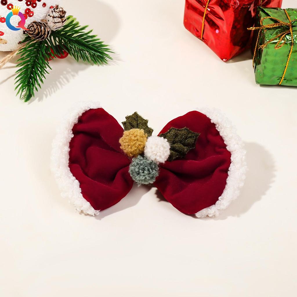 Vivid Red Christmas Reindeer Bow Hair Clip - Cute Women's Duckbill Hairpin