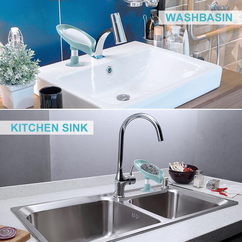 Suction Cup Soap Dish Soap Box Creative Draining Soap Storage Rack Kitchen Sponge Holder Soap Container Bathroom Supplies