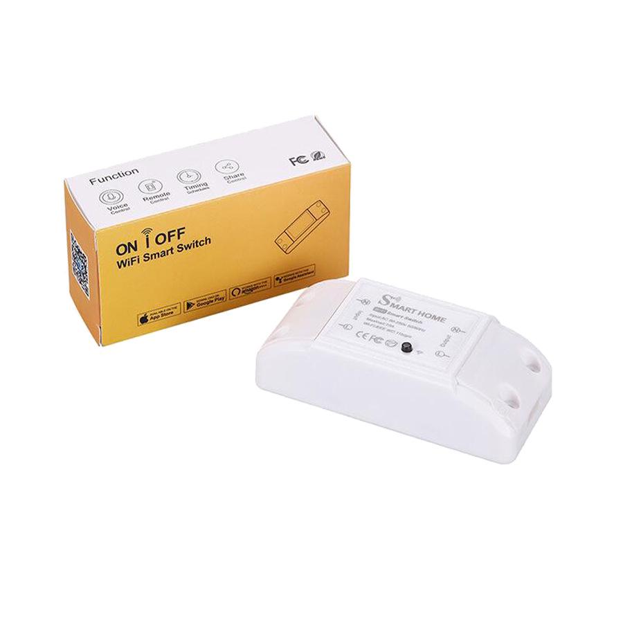 WiFi Tuya Smart Single Channel Relay Switch, 10A/16A, Remote Control AC 90-250V