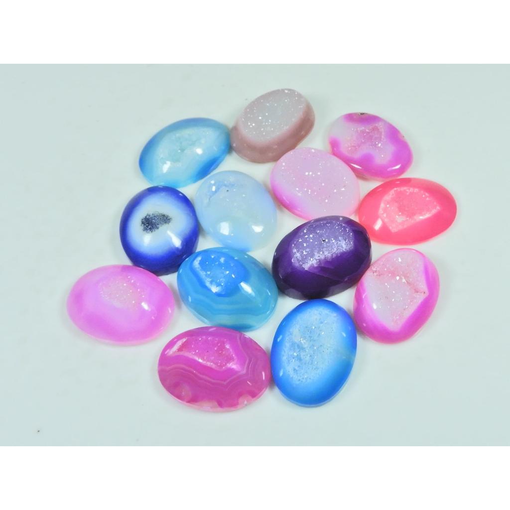 15X20MM Natural Window Druzy Agate Oval Cabochon Loose Gemstone 13 Pcs Lot C-3710