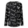 Women's Heart,shaped Printed Round,neck Loose Long,sleeved Top