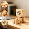 Handmade Shaking Wooden Figurine with 12 Magnetic Interchangeable Faces & Spring Legs - Stress Relief Home Decor Accent for Office Desk, Car Dashboard