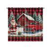 Set Of 2 Christmas House Santa Claus Red Print Perforated Curtains Multiple Sizes Living Room Bedroom Insulation Decoration Curtain Blackout Polyester