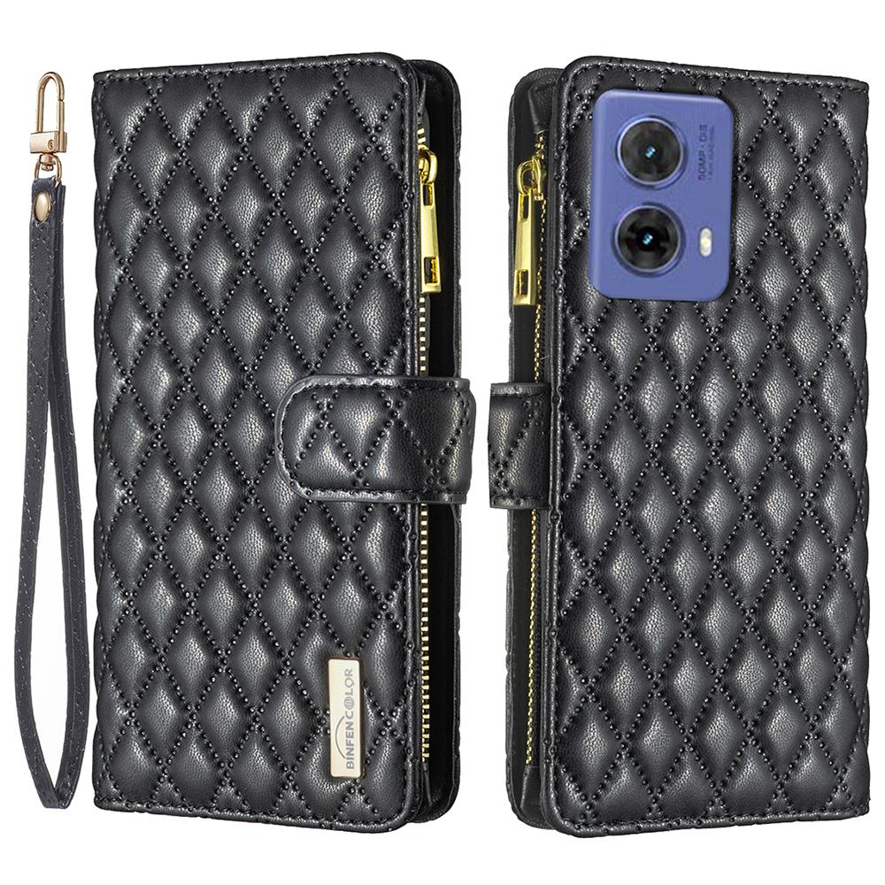 

BINFEN COLOR BF Style-15 For Motorola Moto G85 5G/S50 Neo 5G Case PU Leather Zipper Pocket Phone Cover A