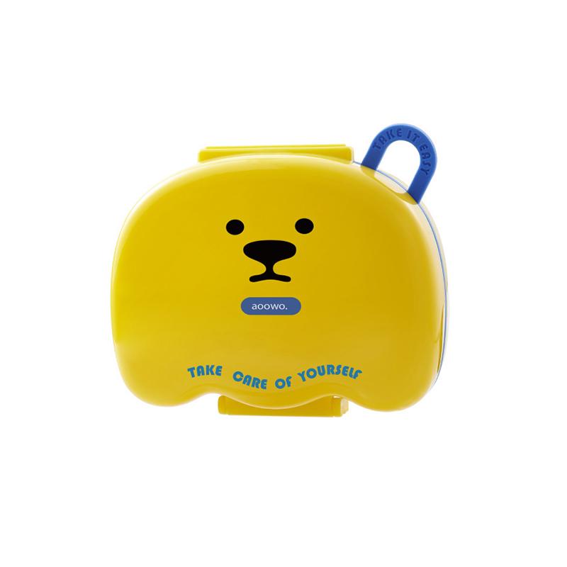 

7-дневный портативный органайзер для таблеток с рисунком, компактная коробка для лекарств с разделителями и индивидуальными отсеками для ежедневного использования жёлтый