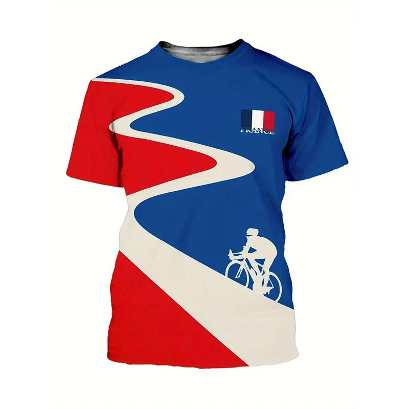 

France Retro Flag Print T-shirt Street Casual Harajuku Men s Clothing Oversized T Shirts Football Cock Harajuku Pattern Tee Top 5XL
