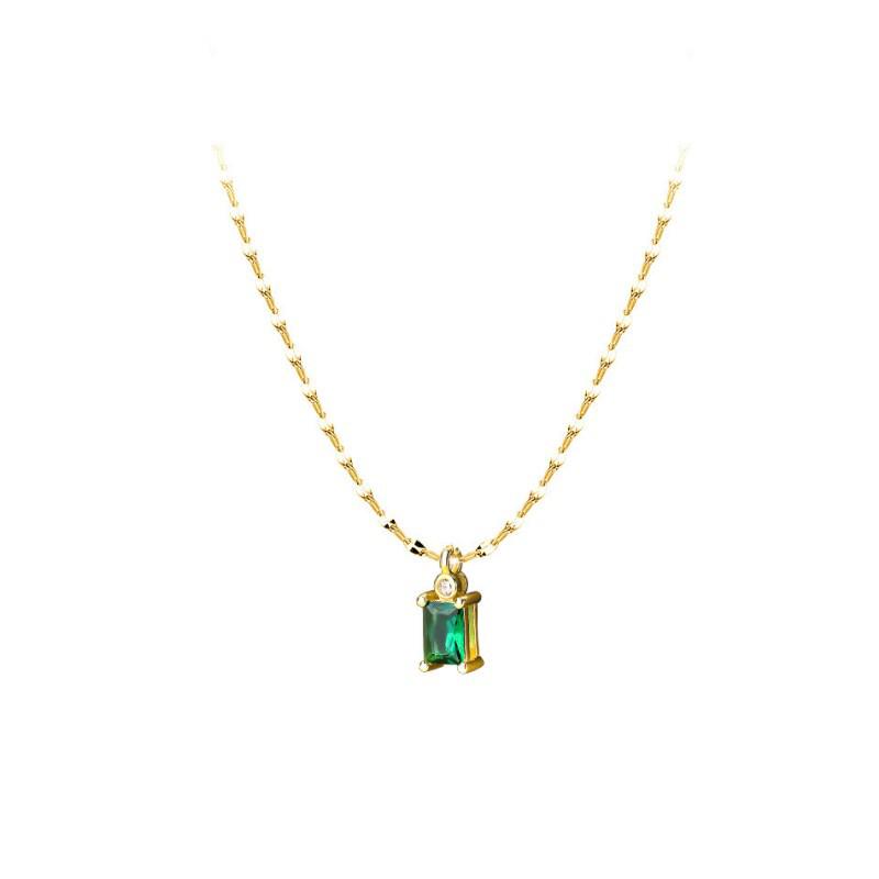 Emerald Flash Women's Green Diamond Clavicle Necklace - 2023 Luxury Niche Design