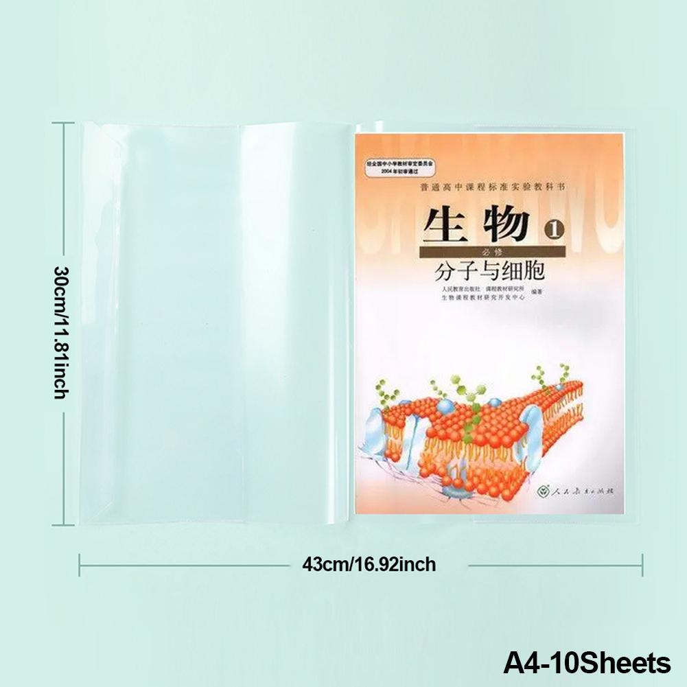 10Sheets Textbook Protection Covers A4 16K 22K Reusable Book Covers Transparent Book Covers Waterproof Slipcases School Supplies
