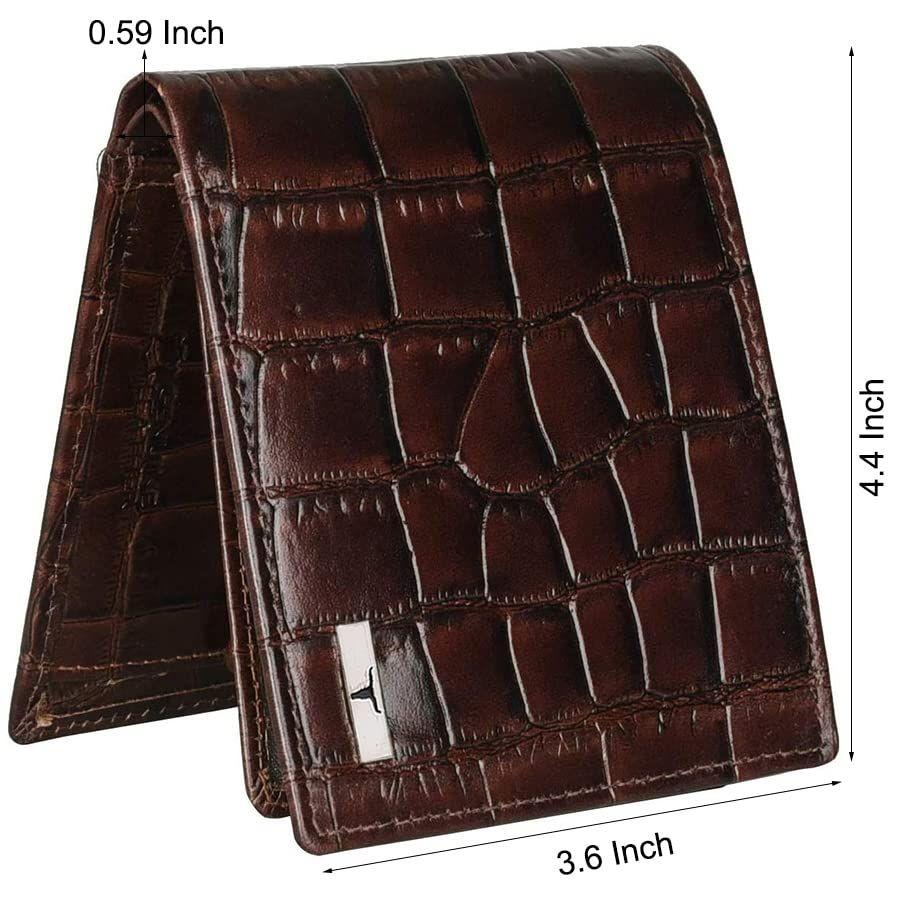 Carl Printed Brown Leather Wallet for Men
