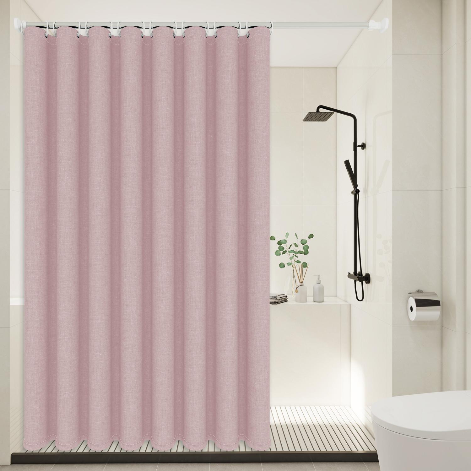 

Minimalist Style Linen Texture Light Pink Shower Curtain - Thick And Substantial Polyester Fabric W60H190(CM)-1 Pcs
