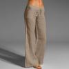 Frühling frauen Baumwolle Leinen Lange Hosen Taschen Elastische Yoga Breite Bein Feste Beiläufige Lose Hosen Plus Größe
