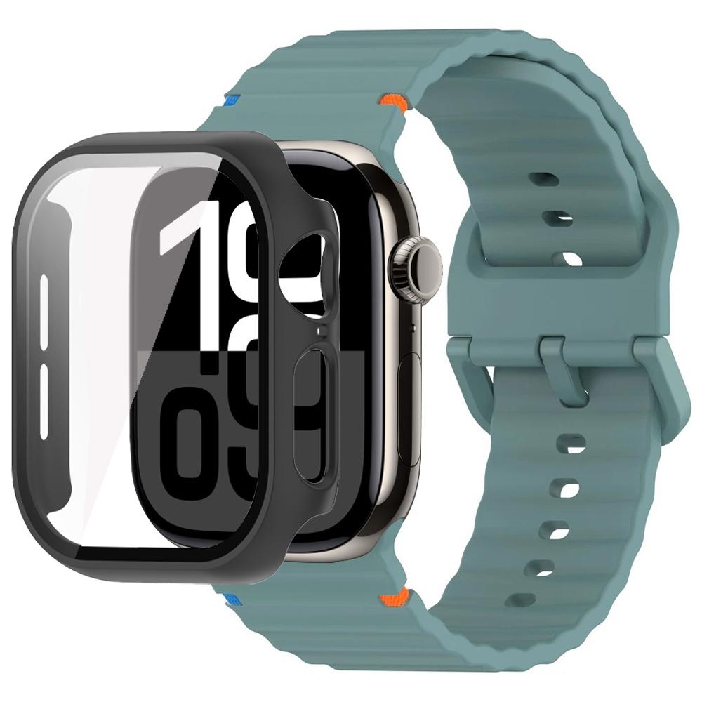 Verre+Coque+Bracelet Pour Apple Watch 10 bracelet 46mm 42mm 44mm 45mm 41mm 40mm 38mm Silicone Sport bracelet iWatch Series 9 8 7 6 3 5 SE