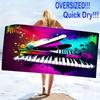 Music Print Beach Towel, Large Soft Quick Dry Towel for Beach Camping Swimming