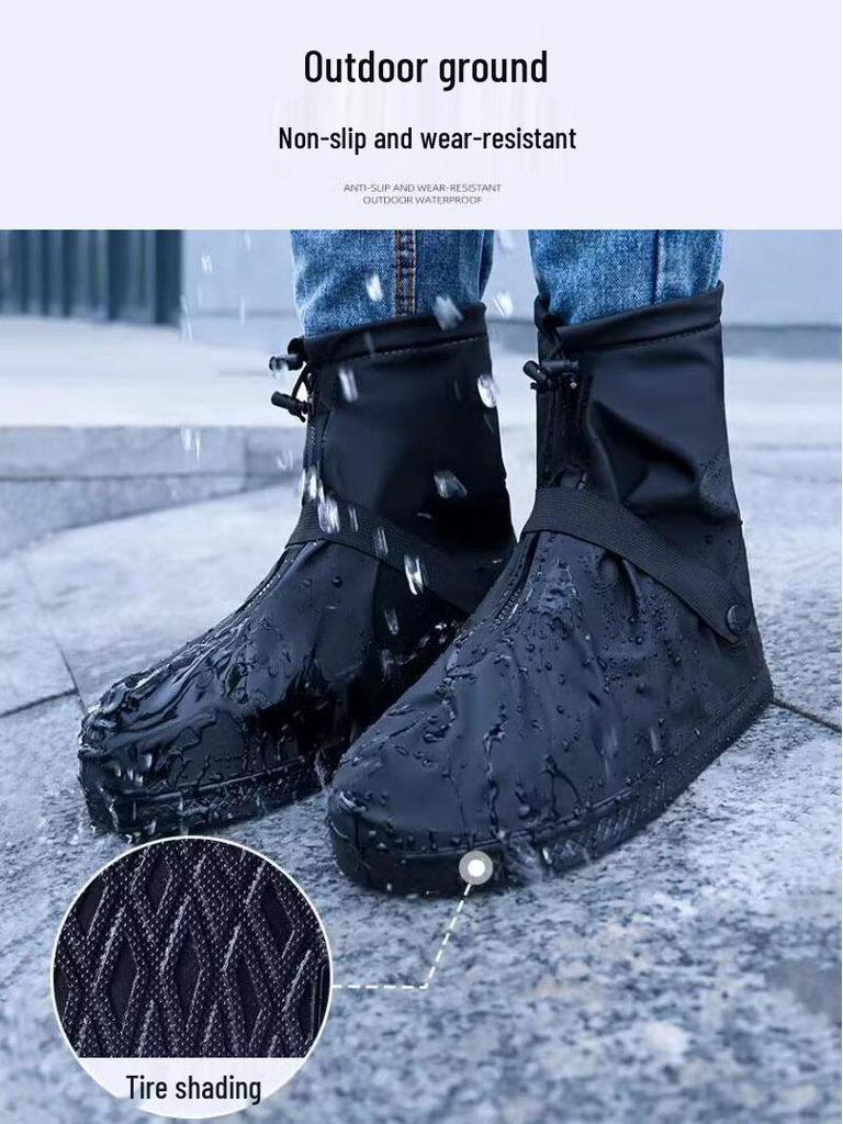 Rainproof Non-Slip Mid-Calf Overshoes with Wear-Resistant Tire Sole and Seamless Edging for Students