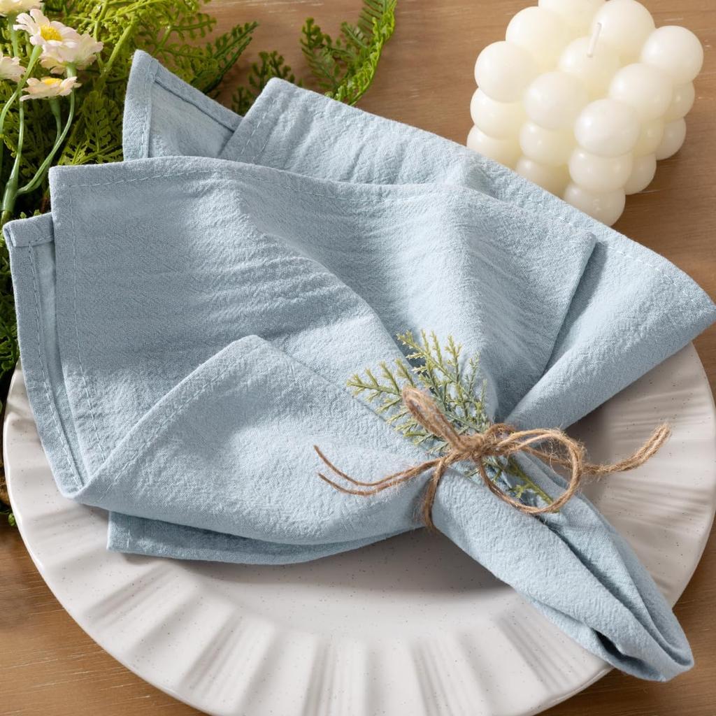 12pcs 40x40cm Sage Green Cloth Napkins Washed Cotton Tea Towel Dining Place Mats Wedding Party Christmas Baby Shower Decoration