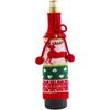 Holiday Wine Bottle Cover Knitted with Snowman Elk Santa Claus and Pompom Bow for Christmas Home and Table Decor
