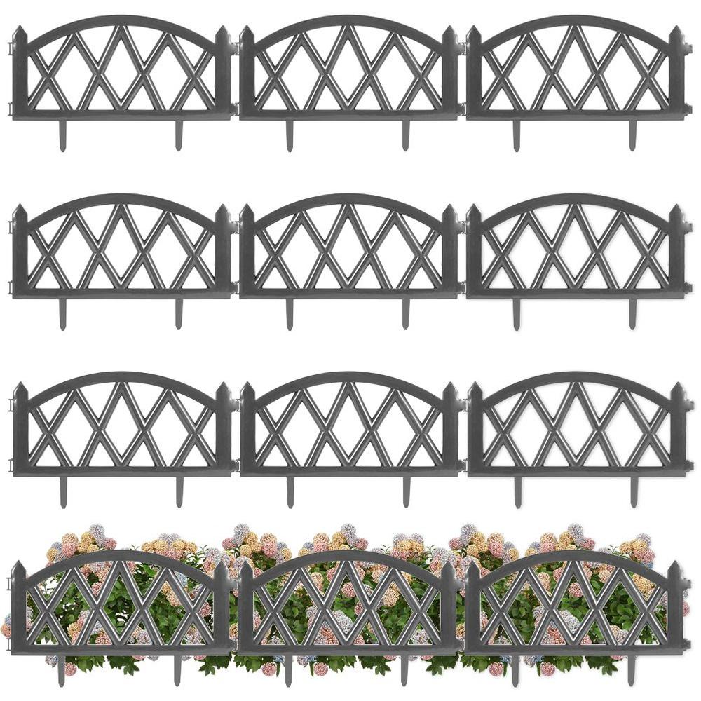 Palisade garden fence graphite border set of 12 pieces 50x30 cm