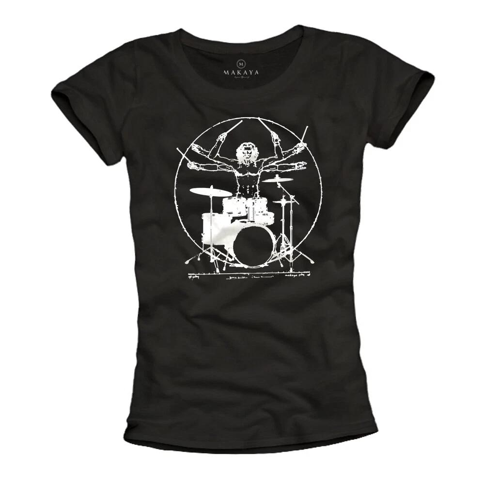 Rock Shirt Ladies Drummer Drummer Music Summer Top Rocking Tops Women- 3XL