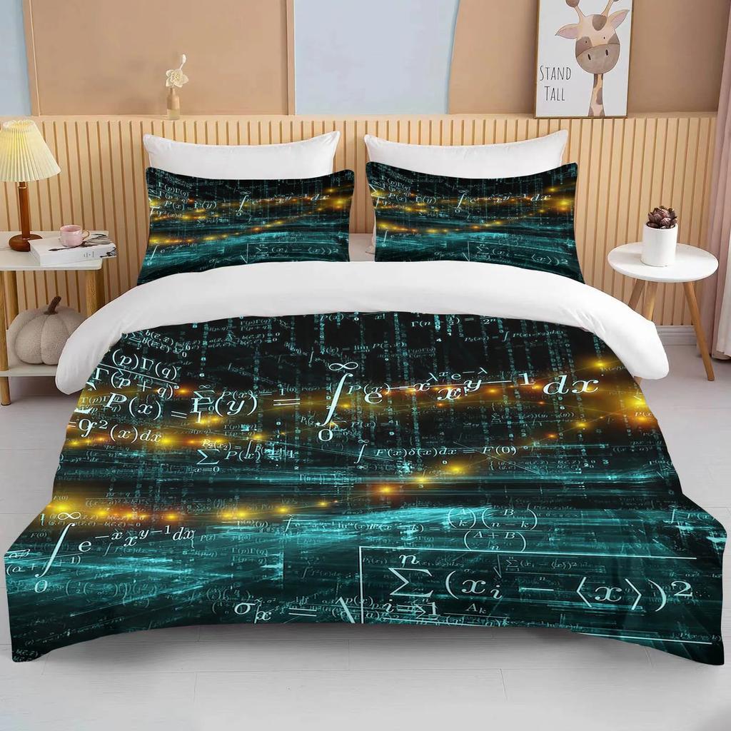 Mathematical Calculation Formula Bedding Set For Adults Bed Linen Design Bedclothes Luxury Home Textiles Black White Duvet Cover