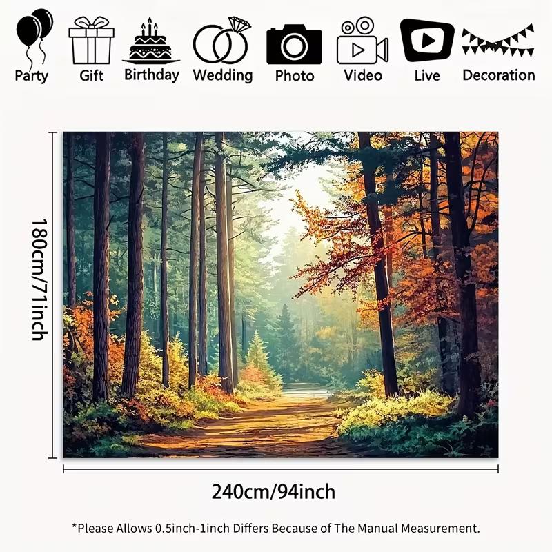 2D Nature Scenic Backdrop, Autumn Forest & Sunlit Path Party & Live Background