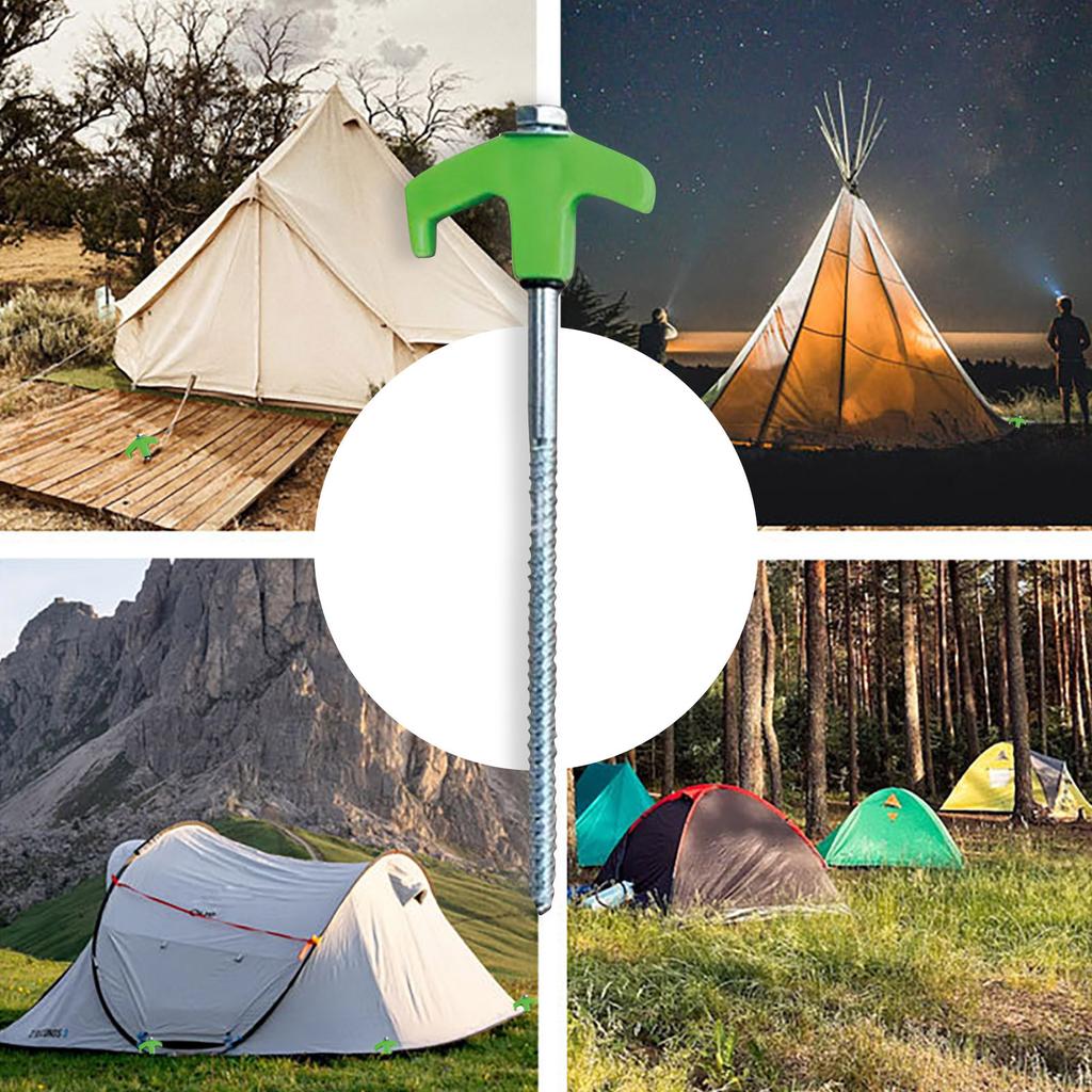 Portable Rotating Plastic Head Ground Screw 8x200mm Heavy Duty Spiral Earth Anchor for Outdoor Tent Canopy and Garden Use