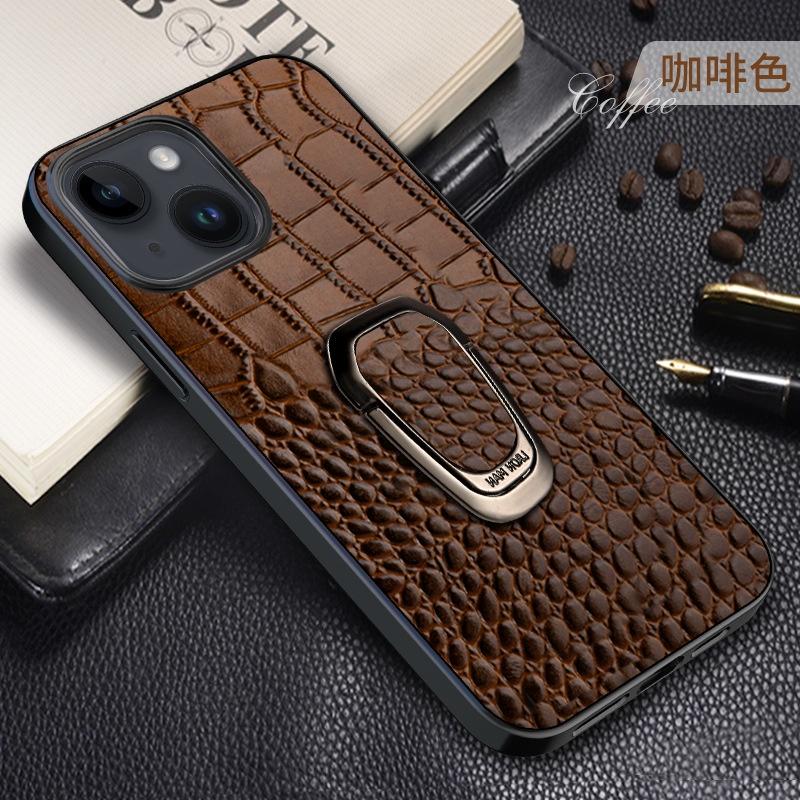 LANGSIDI Magnetic Ring Leather Case for iPhone 15 14 Pro Max 13 12 11 7 8 Plus Xs X XR SE 3 Crocodile Texture Stand Back Cover
