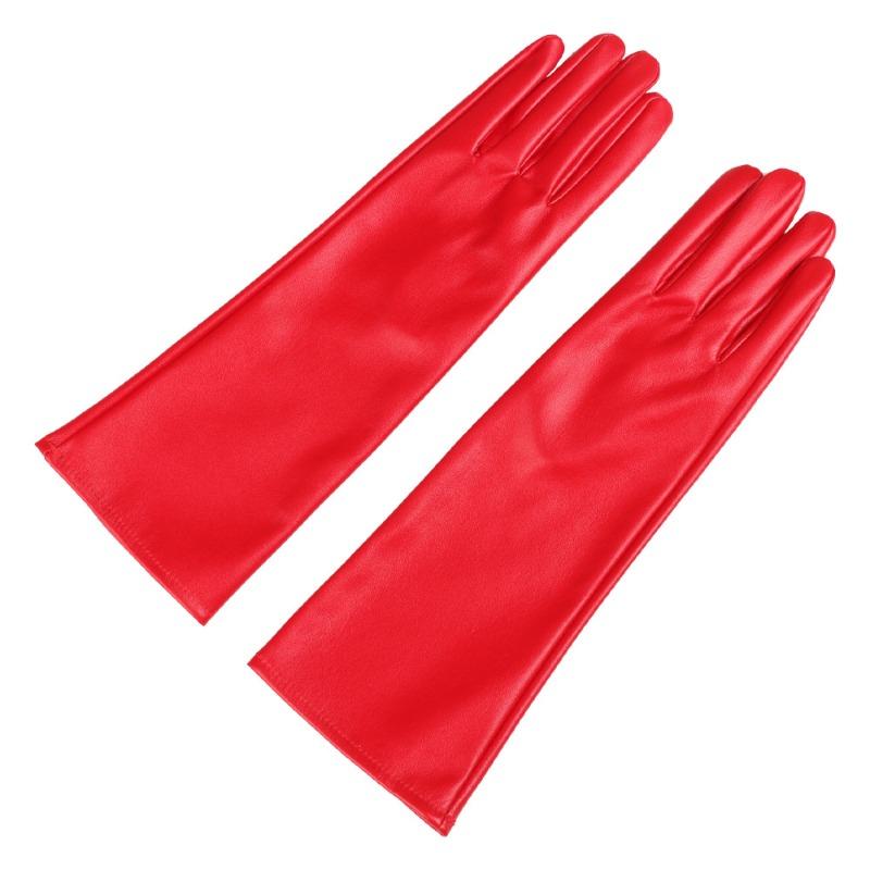 Meier Women's 50cm leather gloves - extended length fashion pu leather gloves