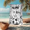 Custom Name Ultra-Soft Beach Towel with Soccer Theme,Ideal for Pool - Camping, Diving - Perfect Travel Essential, Vibrant Beach Towel.
