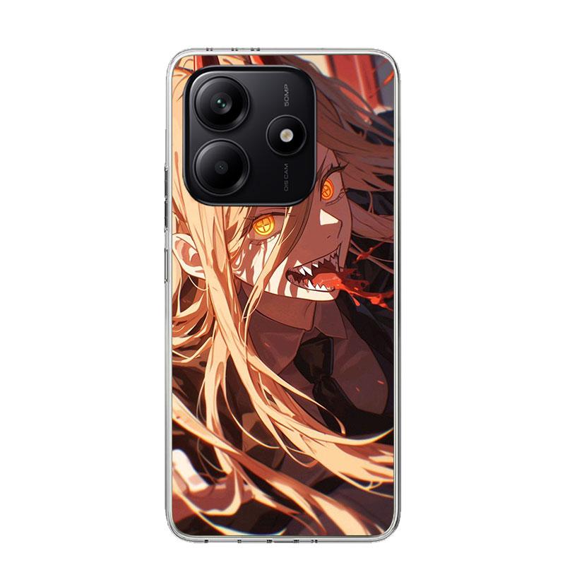 C-Chainsaw Mans Power Phone Case For Xiaomi Redmi Note 15 14 13 12S 12 Pro Plus 11S 11E 11 11T 10S 10 Art Soft Pattern Cover Red