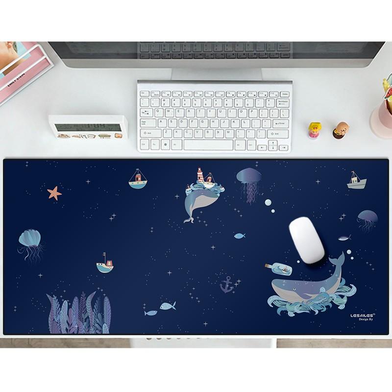 LESAILES Whale Game E-Sports Mouse Pad, Extra Large Computer Keyboard Desk Mat, Easy to Clean, 900*400*3mm