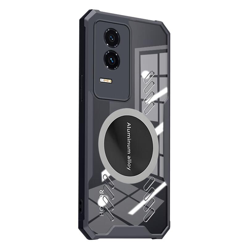 Freeson Heat Dissipation Phone Case for Honor GT, Full Lens Protection, Shockproof, Simple Transparent, Metal Magnetic Cooling Fans, Black