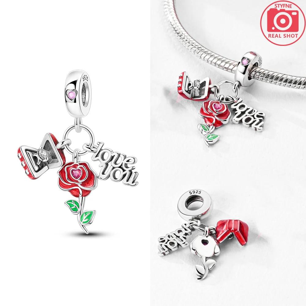 Oryginalne Miedziane Cyrkoniowe Koraliki w Kształcie Serca Kolorowy Kwiatek Kokarda Zawieszka Charms Pasuje do Bransoletki Naszyjnika DIY Wykwintna Biżuteria Prezent