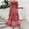 Vintage Floral Print Bohemia Women Casual Short Sleeve Dress Spring Summer