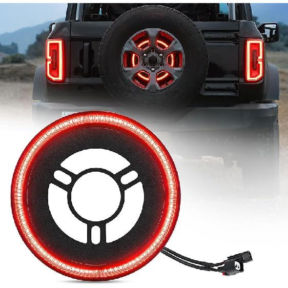 SUPAREE Spare Tire Brake Light Fit For Jeep Wrangler 2007-2017 JK JKU YJ TJ, Plug And Play 4Th Third Brake Light Rear LED Ring Wheel Light, Red