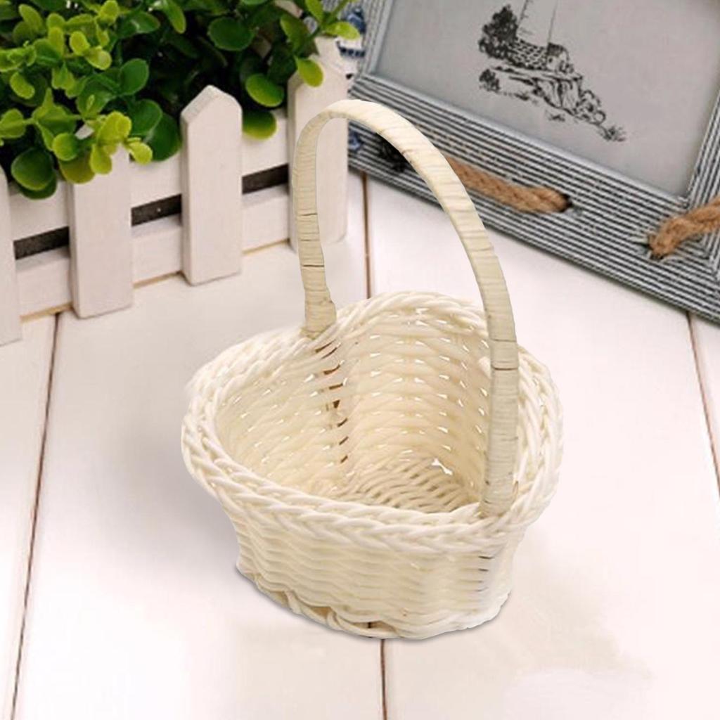 Mini Woven Flower Basket Plastic Rattan Woven Basket for Wedding Aesthetic Photography Props Decorative Container for Home Decor
