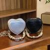2024 Adorable Heart Shaped Mini Beaded Handbag Chic Pu Shoulder Bag For Casual Outfits