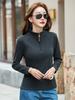 Women's Stand-Up Collar German Velvet T-Shirt: Autumn/Winter 2025, Long Sleeve, Casual Warm Base Layer Top.