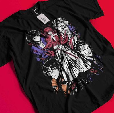 Rurouni Kenshin Shirt Samurai Himura T-Shirt Makoto Shishio Aoshi Saito Hajime BB1408