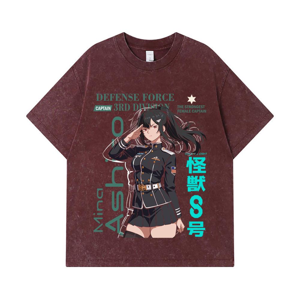 275 GSM Washed T-shirts 100% Cotton Kaiju No 8 V16 Mina Print Unisex Heavy Cotton T Shirt