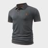 Men's Casual Short Sleeve Waffle Polo with Lion Print