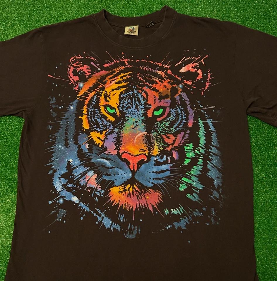 Vintage Liquid Blue Cosmic Tiger Art VTG 90s Y2K 2000s Shirt Mens Size XL 4XL
