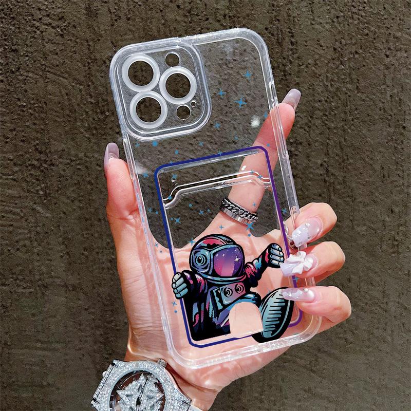 Card Slot Holder Silicone Wallet Pocket Case For Xiaomi Redmi Note 13 12 14 Pro Oppo Reno 10 14F 13F 12F iPhone 17 Air 16 14 Cover Clear Phone Bumper